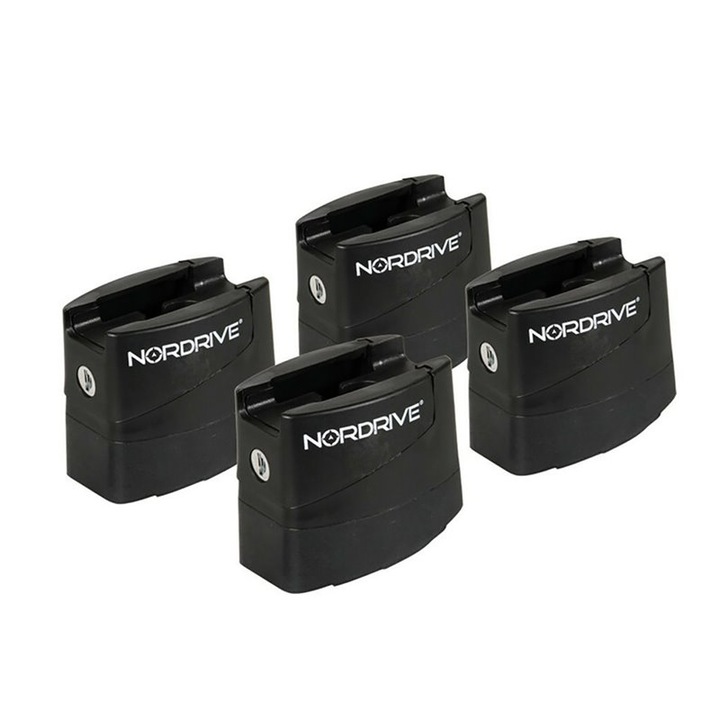 Set 4 suporturi bare transversale portbagaj, Nordrive, Plastic, Negru