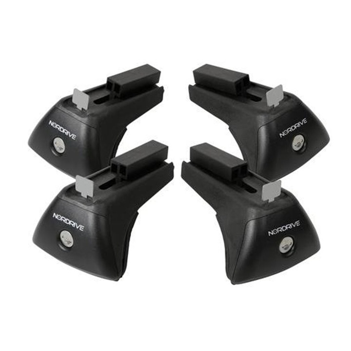 Set 4 suporturi bare transversale portbagaj, Nordrive, Plastic, Negru