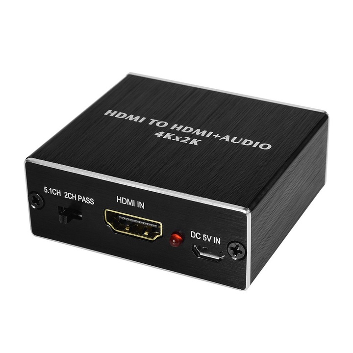 Adaptor video/audio, HDMI/AUX, 4K, Negru