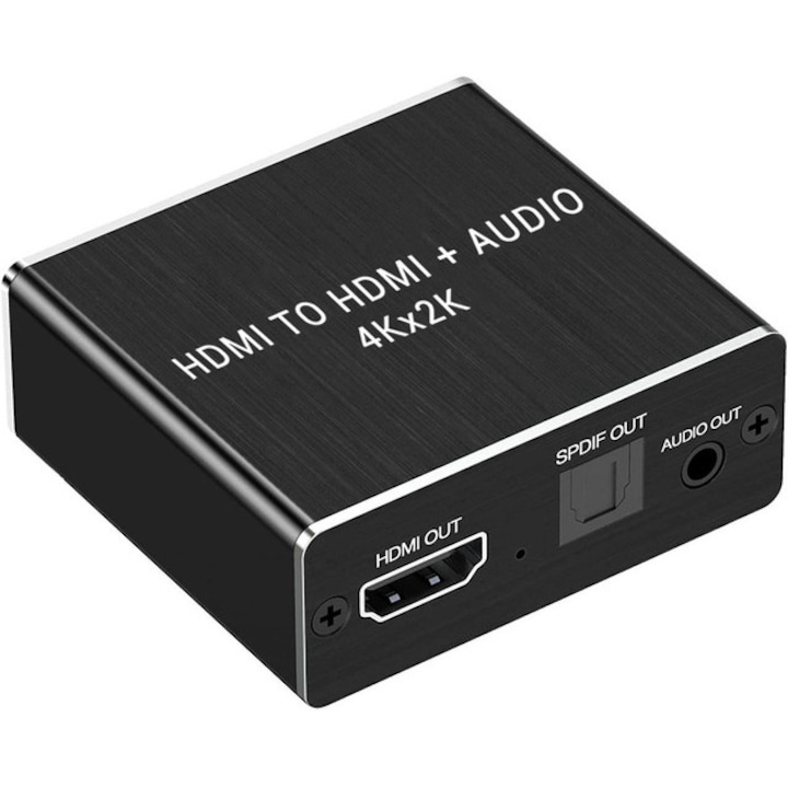 Адаптер видео/аудио, HDMI/AUX, 4K, Черен