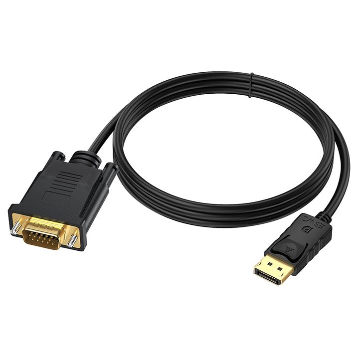JESWO DisplayPort kábel, VGA, egyirányú, 1,8 m, fekete