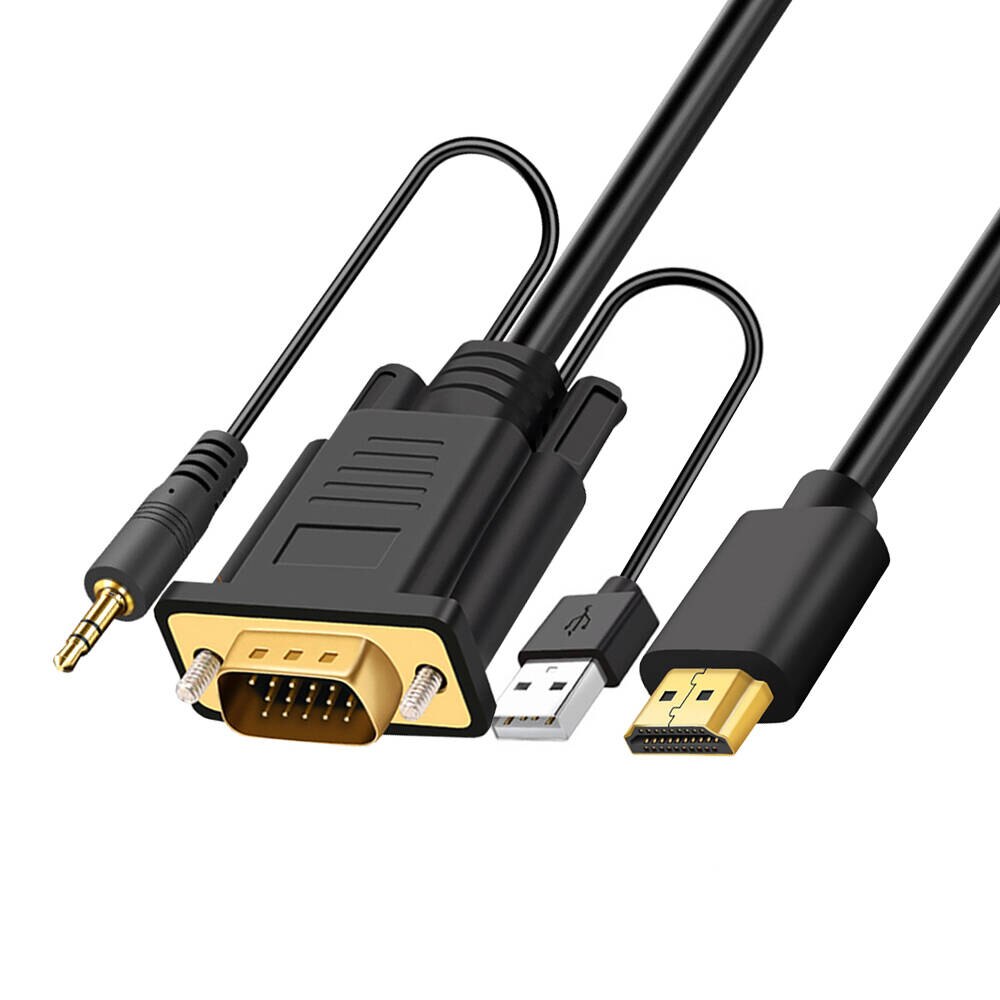 Cablu adaptor HDMI la VGA si audio, Unidirectional, 3m, Negru eMAG.ro