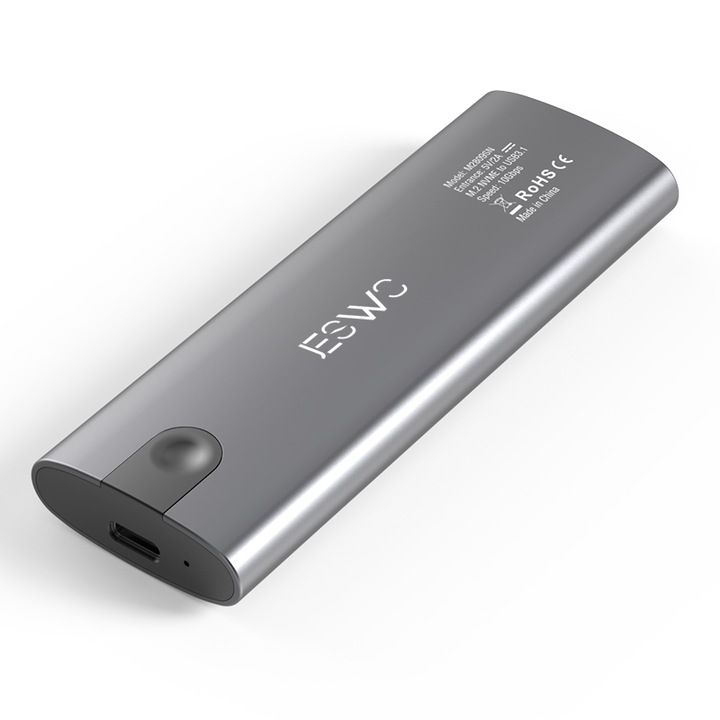 Carcasa externa SSD M.2 NVMe/SATA, USB-C 3.1 Gen.2, 10 Gbps, USB-C, Argintiu