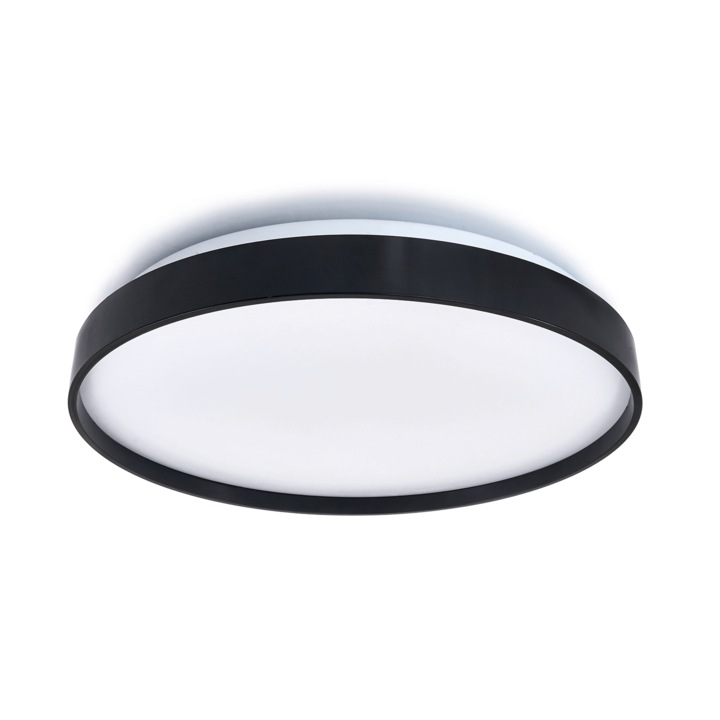 Плафониера LEDtechnics, Кръгла, Със сензор за движение и здрач, LED, 48W, Черно/Бяло