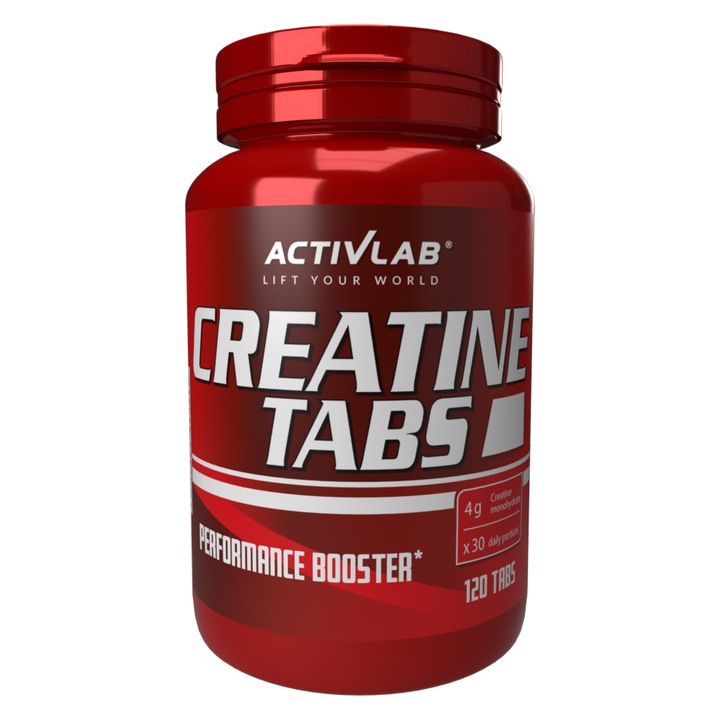 Supliment alimentar Activlab Creatine Tabs 120 tablete – Creatina monohidrata pentru cresterea masei musculare, forta si performanta sportiva, usor de administrat