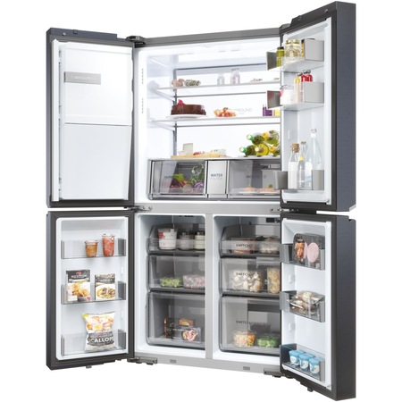 Side by side Cube HAIER HCR7918EIMB, 601 l, Clasa E, Total No Frost, Compresor inverter, Dozator apa si gheata Absolute Ice, H 177.5 cm, Negru