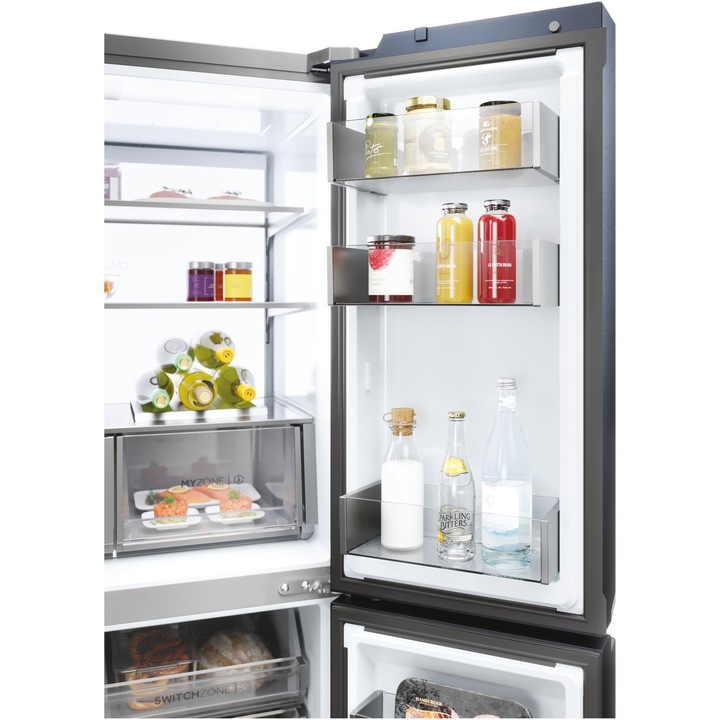 Side by side Cube HAIER HCR7918EIMB, 601 l, Clasa E, Total No Frost, Compresor inverter, Dozator apa si gheata Absolute Ice, H 177.5 cm, Negru