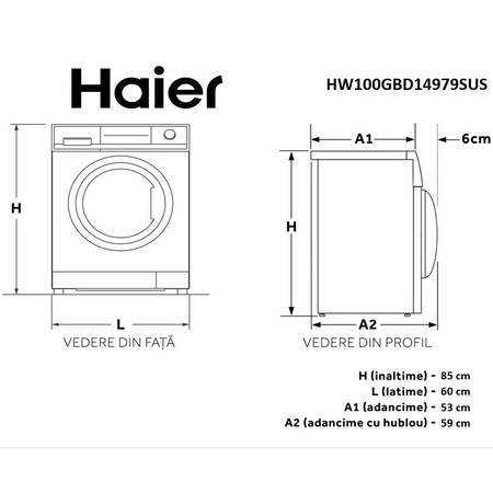 Masina de spalat rufe Haier HW100GBD14979SUS, 10 kg, 1400 rpm, Clasa A, Motor Direct Motion, Refresh, ABT, Steam, Drum light, Dual spray, Pillow Drum, WiFi, Autodose, Display Led cu Touch control, iTime, Smart Detecting, Antracit