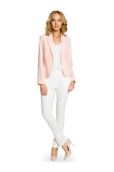 Blazer elegant MOE, Cu nasture, Poliester, Viscoza, Roz, M