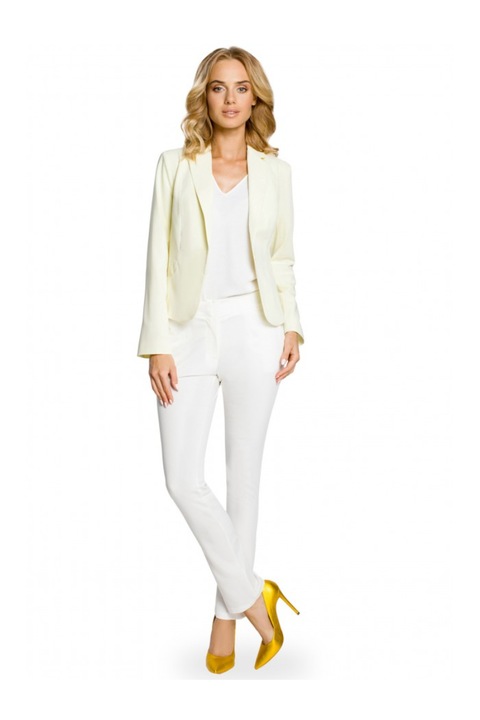 Blazer elegant MOE, Cu nasture, Poliester, Viscoza, Galben, M