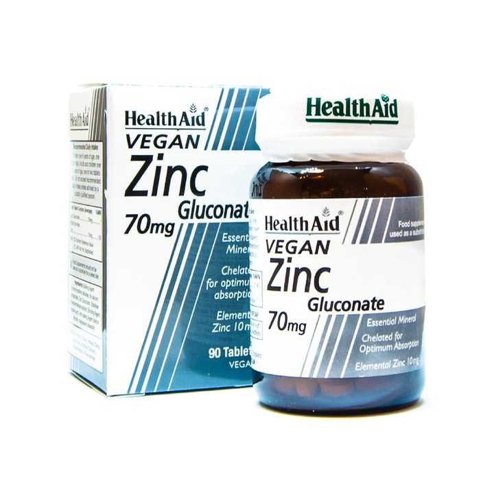 Supliment alimentar cu Zinc, Health Aid, 70mg, 90 tablete