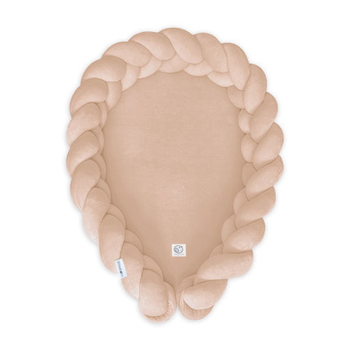 Babynest cu marigini impletite, din Bumbac, Sparrow Warm Beige