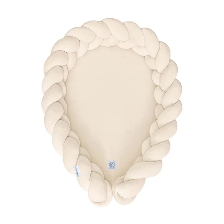 Babynest cu marigini impletite, din Bumbac, Sparrow Almond