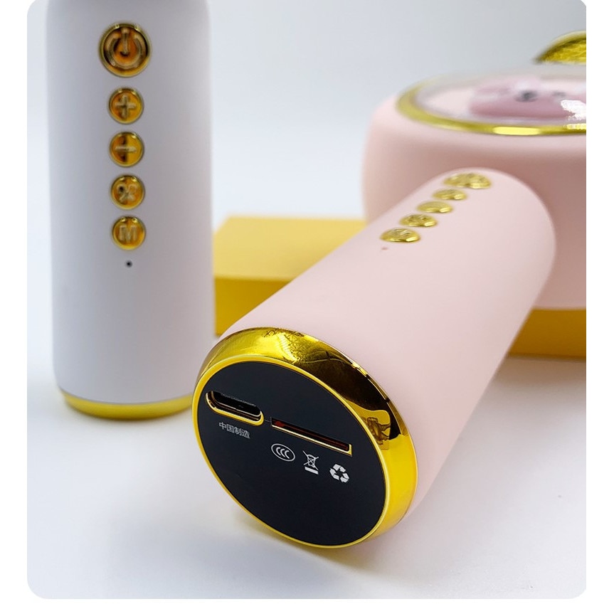 Безжичен караоке микрофон, Bluetooth, RGB светлина, Функция за гласови ...