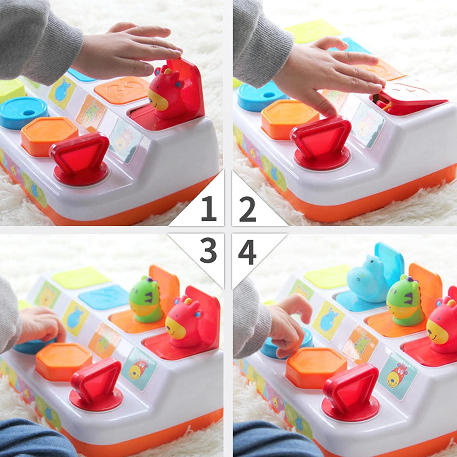 Интерактивна играчка за бебета, с животни, Pop Up - eMAG.bg