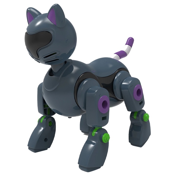Robot pisica cu sunete, lumini si activitati pentru copii, gri