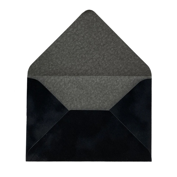 Set de plicuri de catifea C6, negru, lucrat manual pentru invitatii/felicitari, 25 bucati/set
