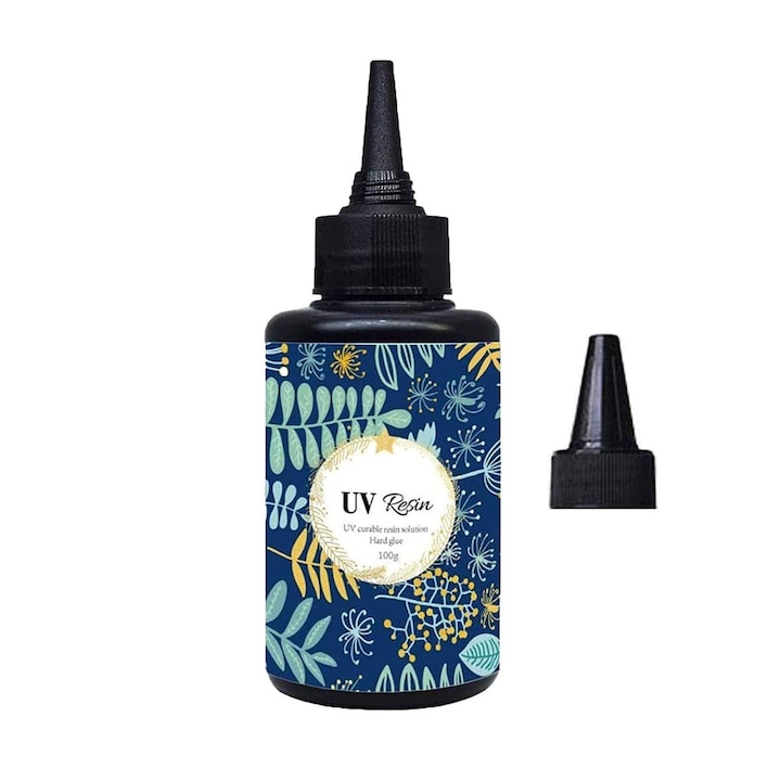 Rasina epoxidica UV pentru bijuterii, dura, transparenta, cu aplicator, 100 g