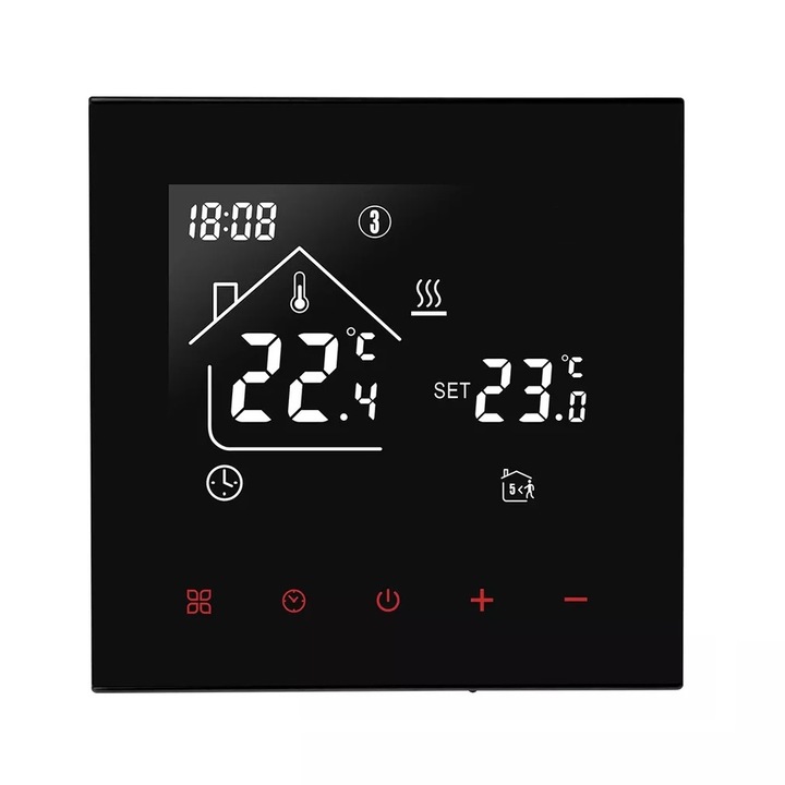 Termostat pentru incalzirea termica pe gaz BeOk TDR89B-WPB, Negru