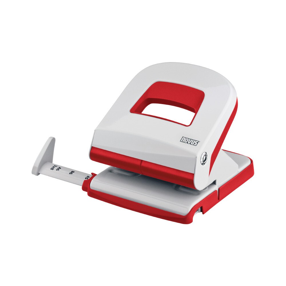 Perforator plastic Novus Evolution E225, 25 coli, 2 perforatii, rosu