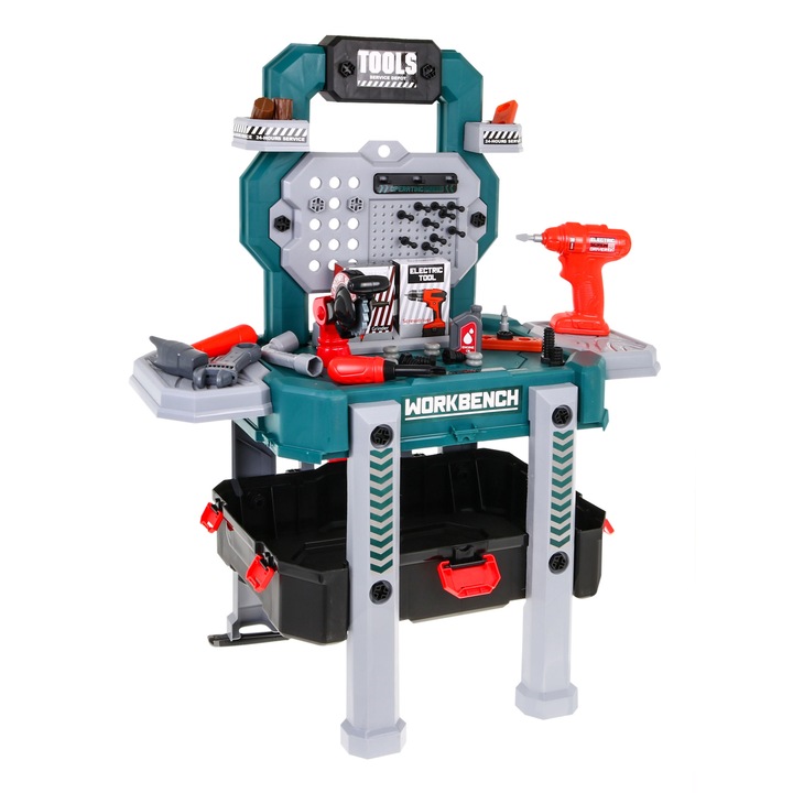 Atelier de bricolaj cu Bormasina si 78 accesorii in Valiza Green