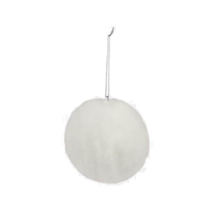 Decoratiune glob de craciun din plush, diametru 8 cm Alb