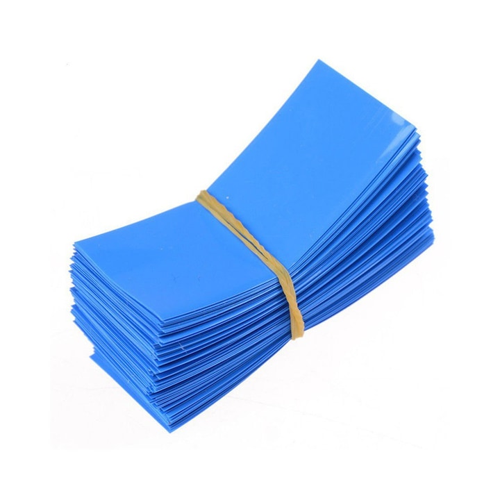 Set 50 bucati tuburi pvc termocontractabile pentru baterii 20700/21700, Albastru