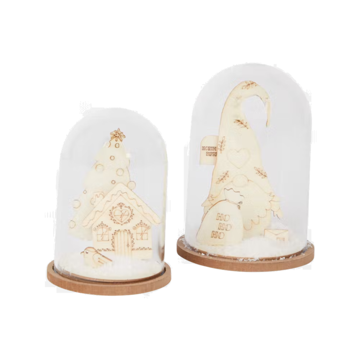 Set 2 cupole din plastic cu baza lemn cu accesorii Model 3