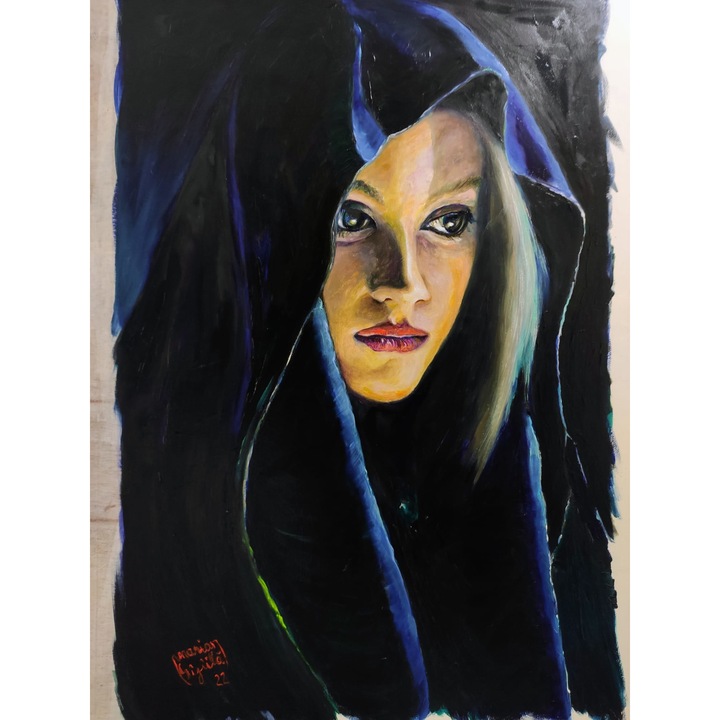 Tablou pictat in ulei, Portret, 58x38cm, dreptunghiular