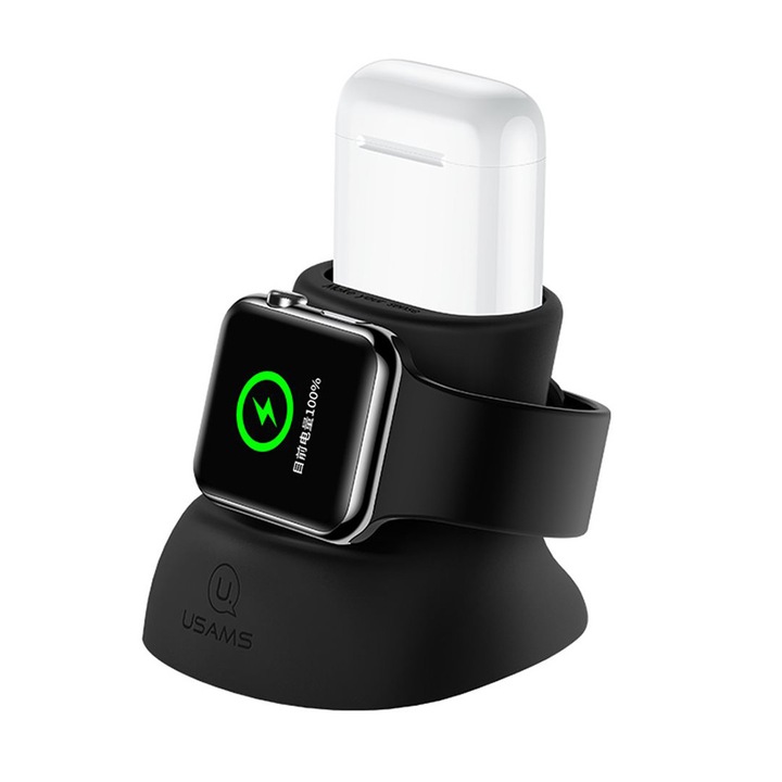 Suport pentru Incarcator, Ceas Apple si AirPods - Usams US-ZJ051 (ZJ51ZJ01) - Black