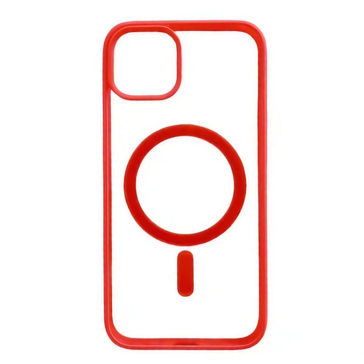 MagSafe tok Apple iPhone 12/12 Pro telefonhoz, teljes borítás, matt akril színű nagy lyuk, mágneses, vezeték nélküli töltés, flippy, piros