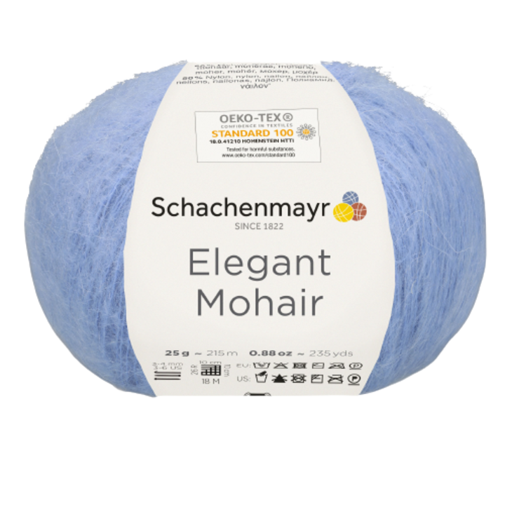 Elegáns Mohair textilfonal, puha 50% moherrel, 215 m, 25 g, világoskék 00052