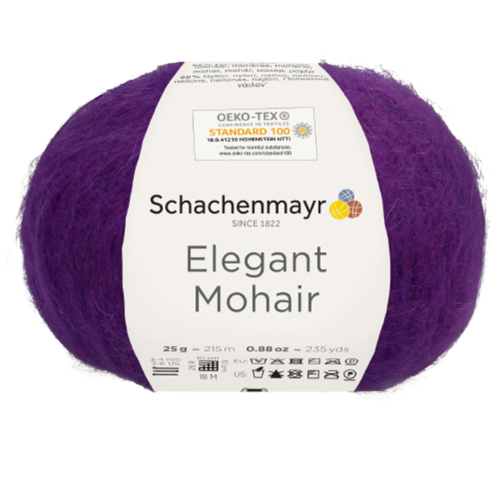 Szövegszál; Elegáns mohair, puha 50% moherrel, 215 m, 25 g, lila 00049