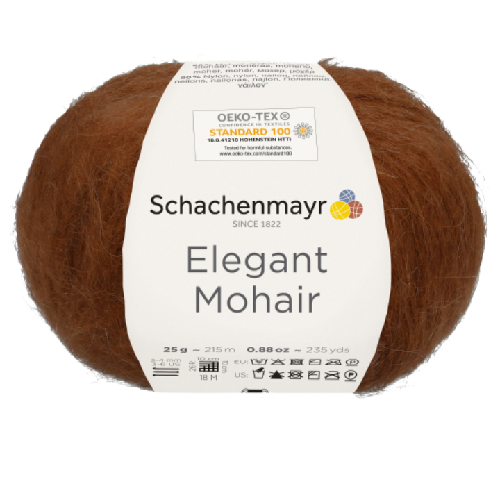 Elegáns mohair textilfonal, puha 50% moherrel, 215 m, 25 g, fahéj 00012