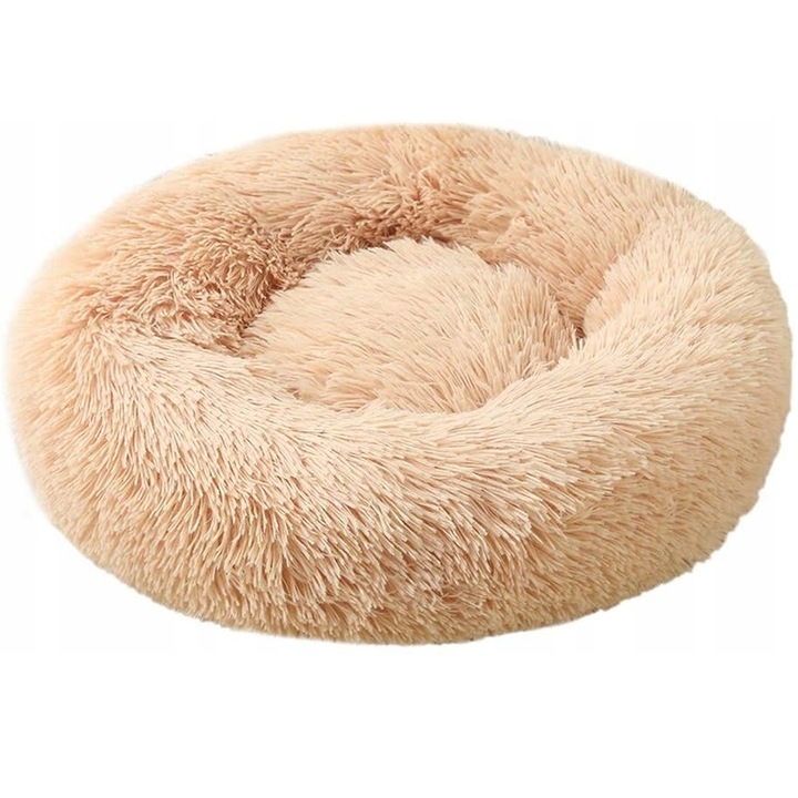 Ágy kutyának és macskának, levehető huzattal, bézs, 60cm