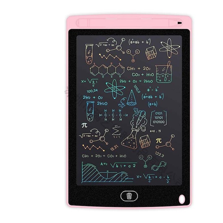 Детски графичен таблет за рисуване 12 инча диагонал с бутон за изтриване и молив - Розов