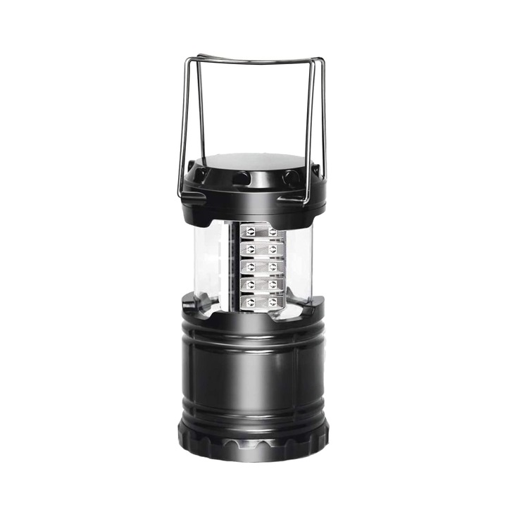 Darklove behúzható LED zseblámpa, 5 W, IPX4, 3AA, Hordozható kültéri lámpa, LED vészlámpa, Kempinghez, Vadászathoz, Horgászathoz, Fekete