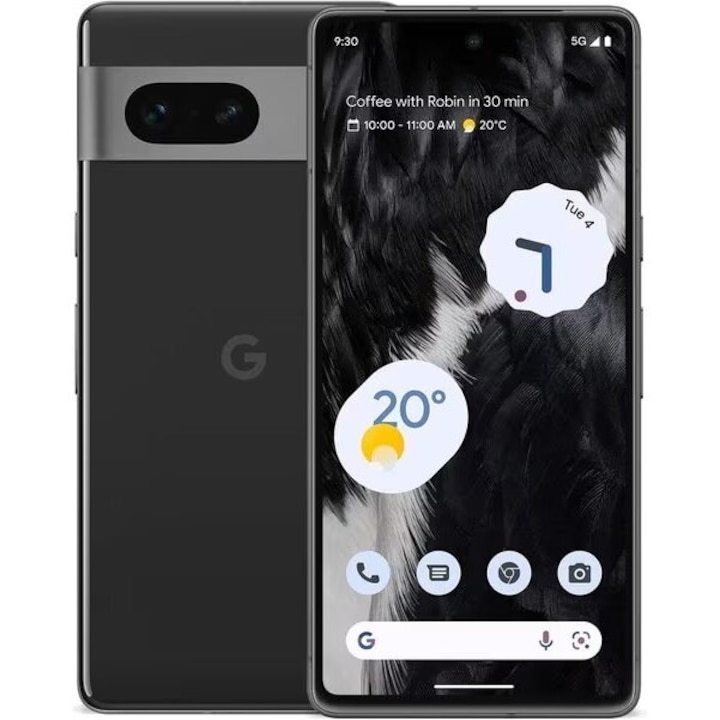 Telefon mobil Google Pixel 7, 6.3", Dual SIM, 256GB, 8GB RAM, 5G, Obsidian Black