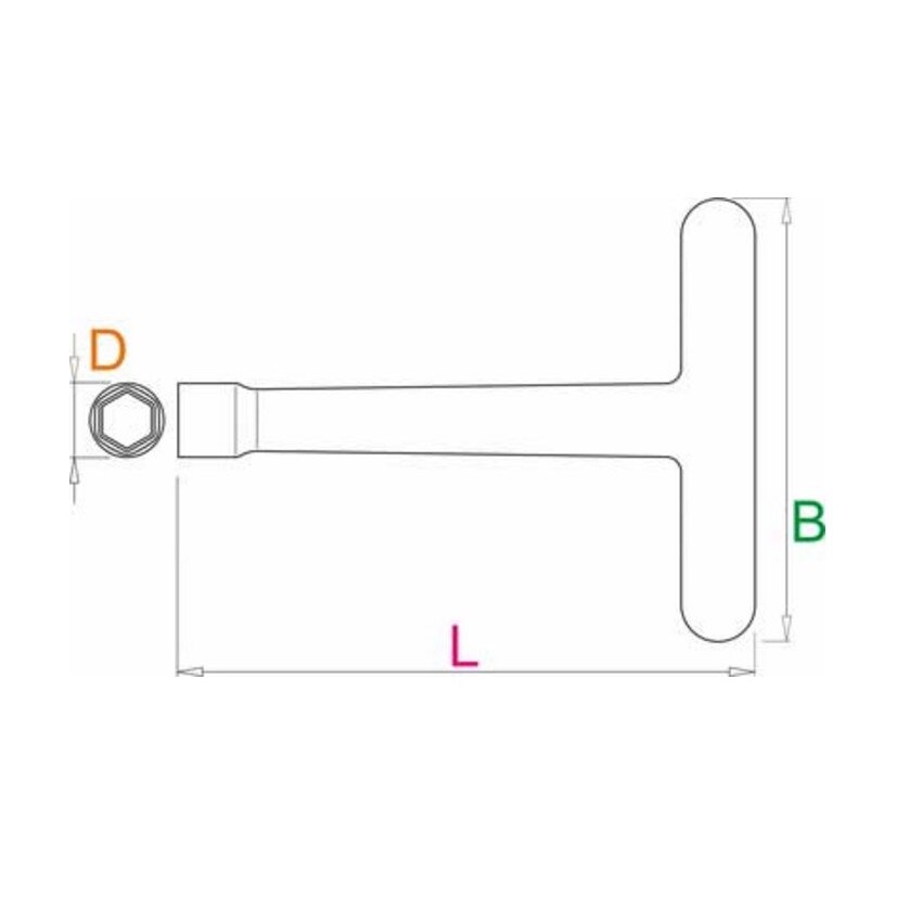 Cap cheie tubulara izolata la 1000 V, marca Unior cu maner in T, varianta lunga si diametrul de 21 mm