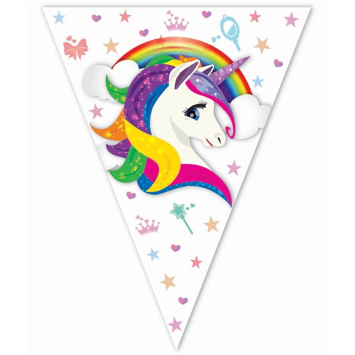 Banner Stegulete Petrecere Rainbow Unicorn, 320 cm, UN6203, Multicolor