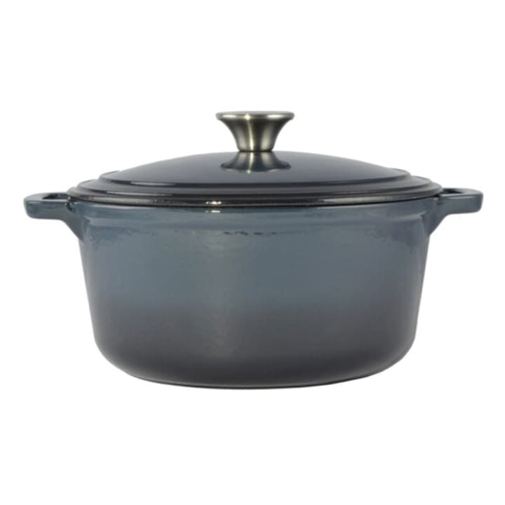 Oala fonta emailata, cu capac, 24cm, 4L, albastru otel