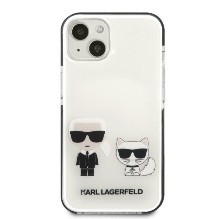 Кейс Karl Lagerfeld, За iPhone 13 mini, Karl and Choupette, MagSafe, Пластмаса, Бял