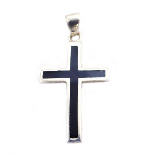 Pandantiv Cruce cu onix, Argint 925, 4 cm x 2 cm