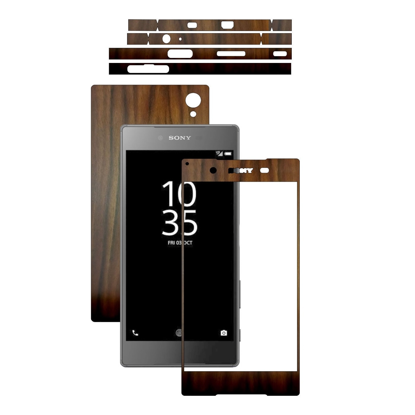 Folie de protectie Carbon Skinz, Husa de tip Skin Adeziv pentru Carcasa, Lemn Nuc Inchis dedicata Sony Xperia Z5 Premium