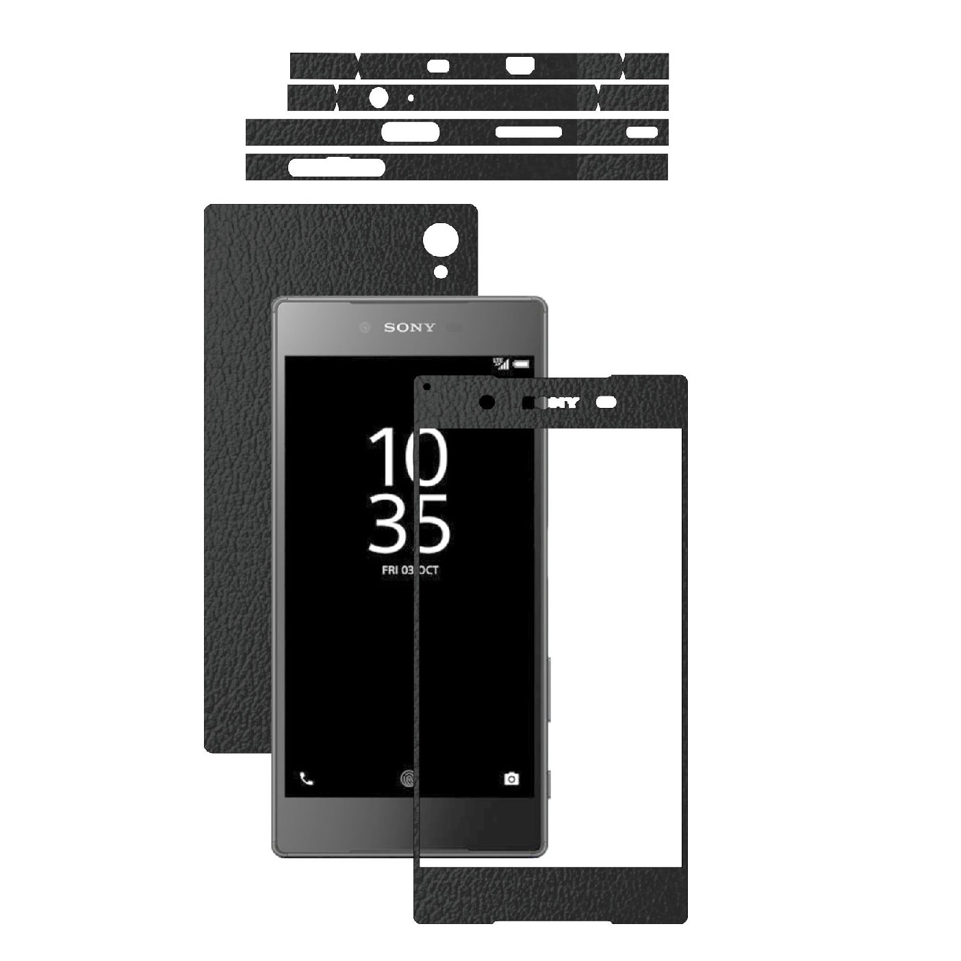 Folie de protectie Carbon Skinz, Husa de tip Skin Adeziv pentru Carcasa, Piele Neagra dedicata Sony Xperia Z5 Premium