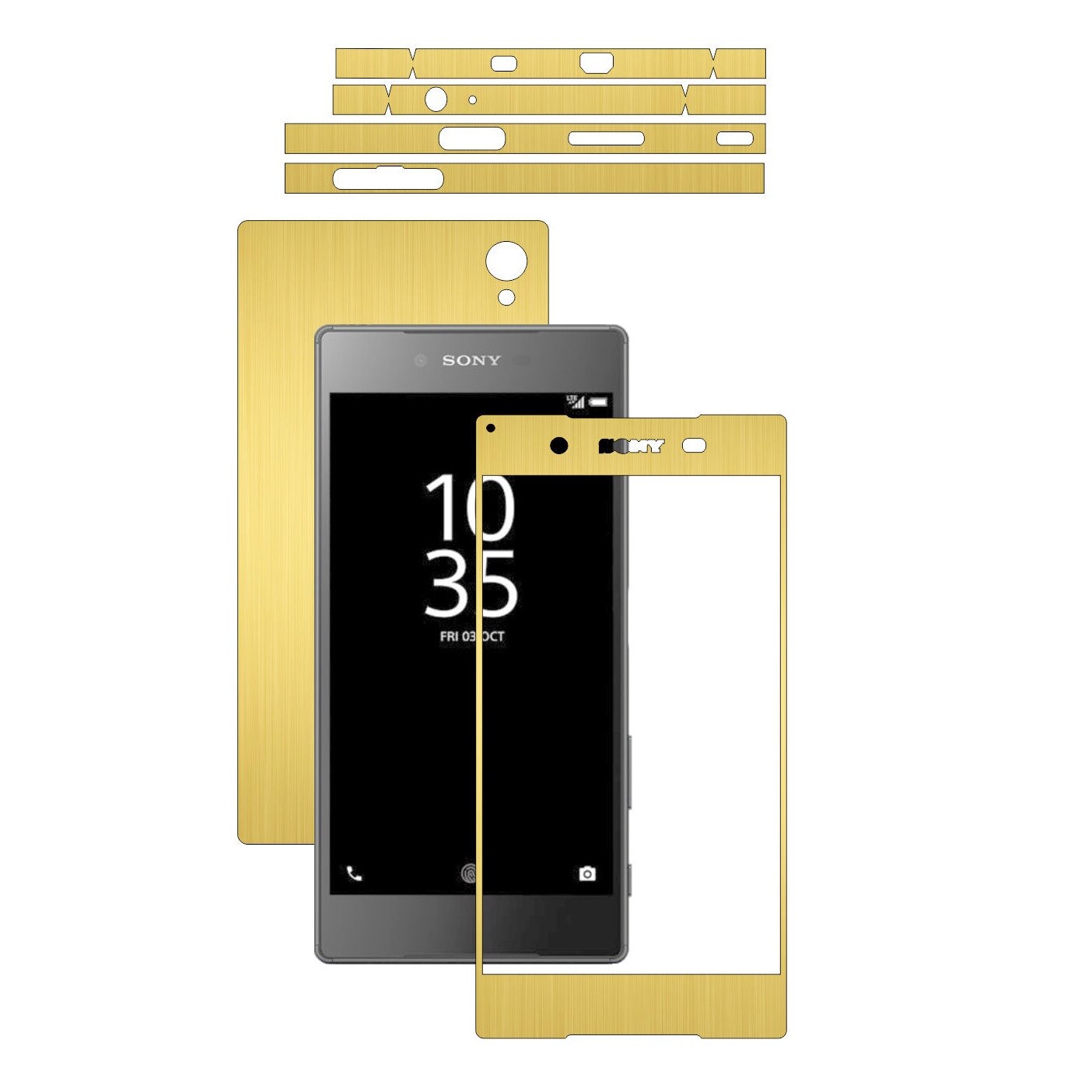 Folie de protectie Carbon Skinz, Husa de tip Skin Adeziv pentru Carcasa, Brushed Auriu dedicata Sony Xperia Z5 Premium