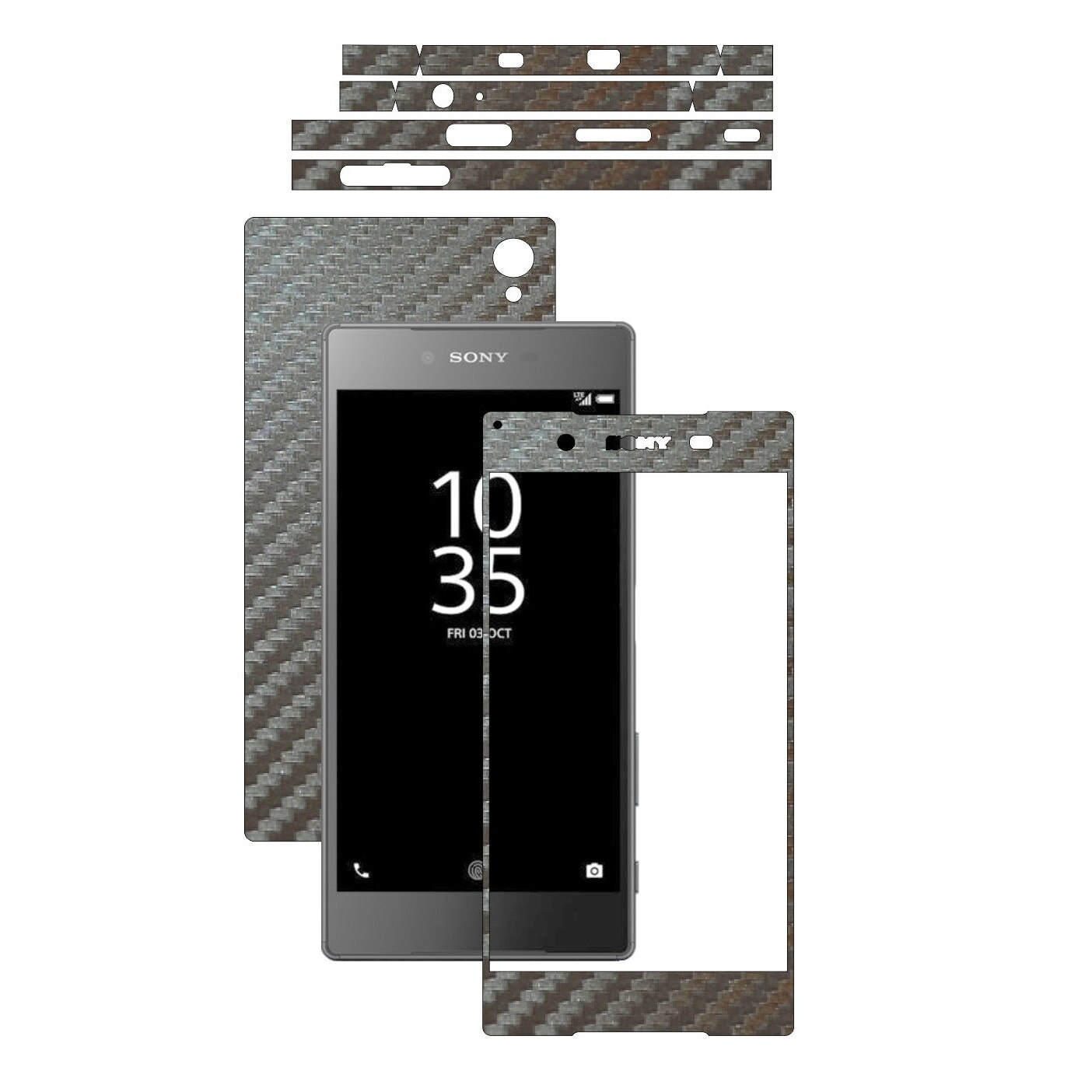 Folie de protectie Carbon Skinz, Husa de tip Skin Adeziv pentru Carcasa, Carbon Gri Argintiu dedicata Sony Xperia Z5 Premium