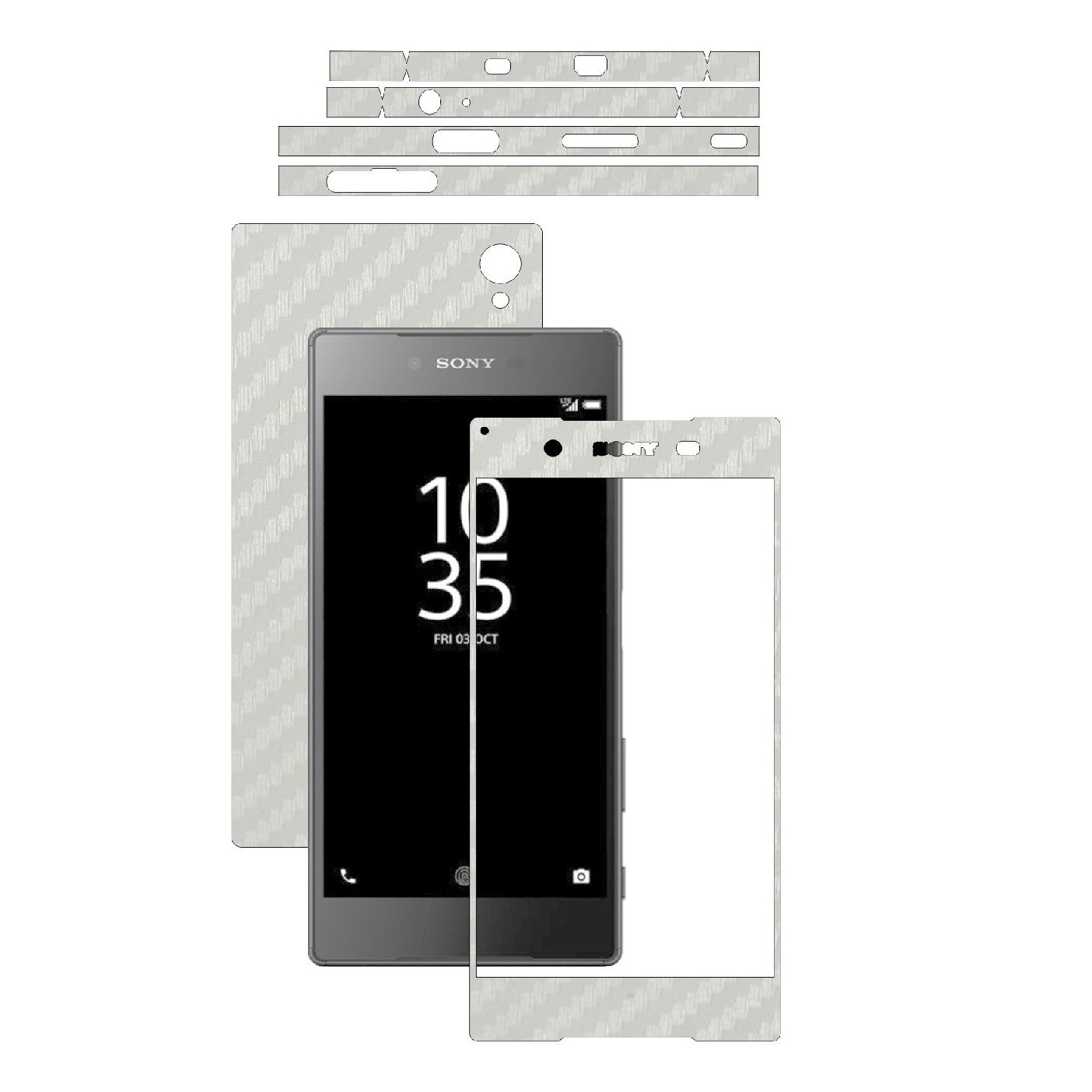 Folie de protectie Carbon Skinz, Husa de tip Skin Adeziv pentru Carcasa, Carbon Alb dedicata Sony Xperia Z5 Premium