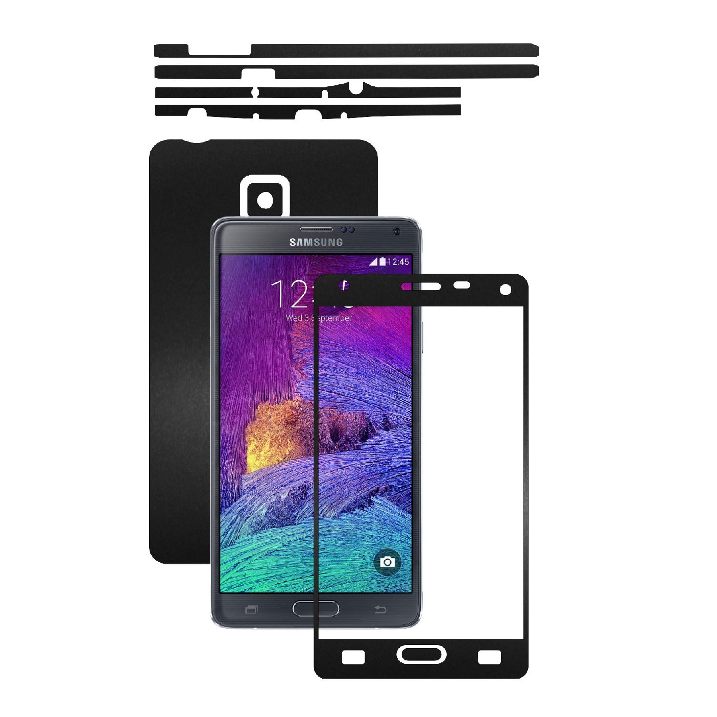 Folie de protectie Carbon Skinz, Husa de tip Skin Adeziv pentru Carcasa, Negru Mat dedicata Samsung Galaxy Note 4