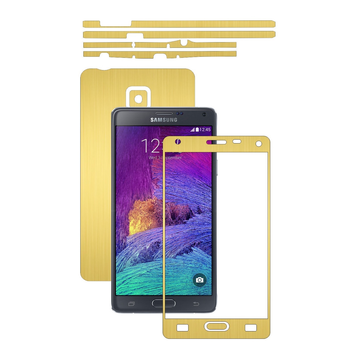 Folie de protectie Carbon Skinz, Husa de tip Skin Adeziv pentru Carcasa, Brushed Auriu dedicata Samsung Galaxy Note 4